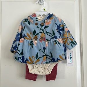 NWT Carter's fleece jacket, top, leggings set size 3months